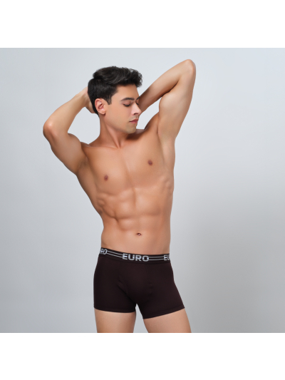 Euro Men's Semi-Long Trunks | Pack of 1 Assorted Colors | 100% Super Combed Cotton with Anti-Ride-Up Design