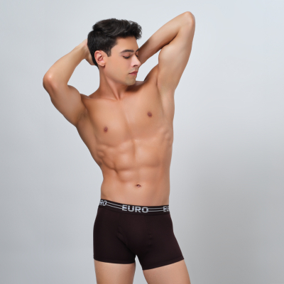 Euro Men's Semi-Long Trunks | Pack of 1 Assorted Colors | 100% Super Combed Cotton with Anti-Ride-Up Design